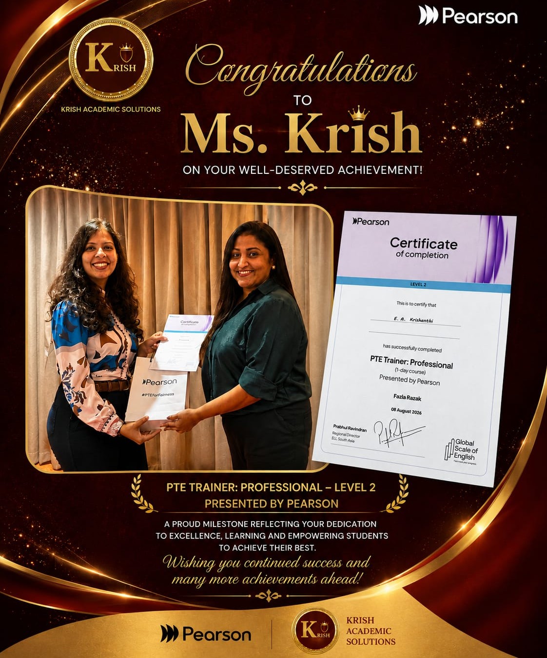 Certificate of Completion - PTE Trainer